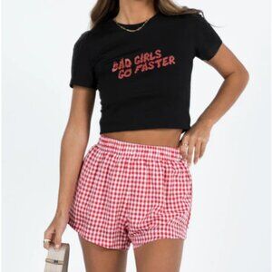 Princess Polly Beach house shorts red / white NEW without tag Size:US 4